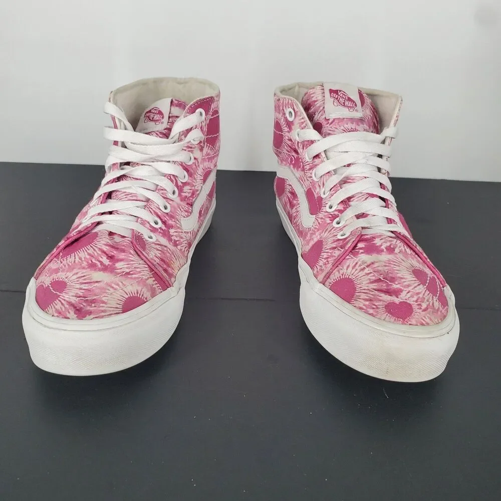 Vans Shoes Mens Size 10.5 Pink Heart Print Sk8-Hi High Top Skate Womens 12